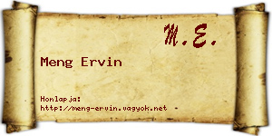 Meng Ervin névjegykártya